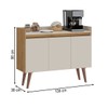 Balcão Buffet Retro 3 Portas 1 Prateleira Canelato/Natura/Off White - Atualle Móveis