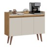 Balcão Buffet Retro 3 Portas 1 Prateleira Canelato/Natura/Off White - Atualle Móveis