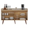 Balcão Buffet Retro 4 Portas 1 Prateleira Ripado 3d Canelato/Natura/Off White - Atualle Móveis