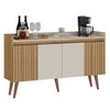 Balcão Buffet Retro 4 Portas 1 Prateleira Ripado 3d Canelato/Natura/Off White - Atualle Móveis