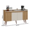 Balcão Buffet Retro 4 Portas 1 Prateleira Ripado 3d Canelato/Natura/Off White - Atualle Móveis