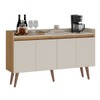 Balcão Buffet Retro 4 Portas 1 Prateleira Canelato/Natura/Off White - Atualle Móveis