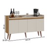 Balcão Buffet Retro 4 Portas 1 Prateleira Canelato/Natura/Off White - Atualle Móveis