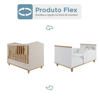 Berço Mini Cama 2 em 1 Mimo Off White/Nature - Permóbili