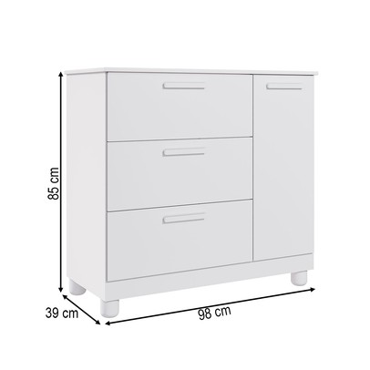 Cômoda Infantil Jujuba 3 Gavetas 1 Porta Branco - Permóbili