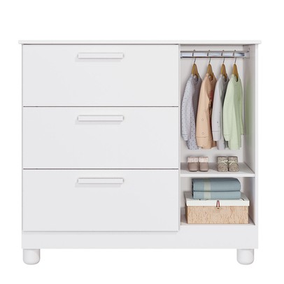 Cômoda Infantil Jujuba 3 Gavetas 1 Porta Branco - Permóbili