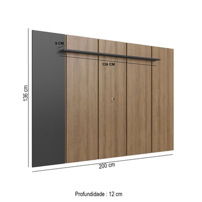 Painel para TV Até 75 Polegadas Paris 1 Prateleira Grafite - Art In Móveis