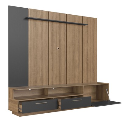 Estante para TV para TV Até 75 Polegadas Ravenna 1 Porta 2 Gavetas com Led Grafite - Art In Móveis