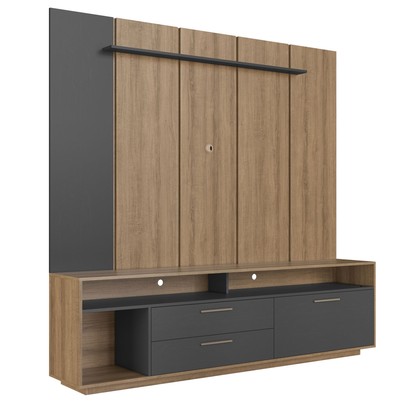 Estante para TV Até 75 Polegadas Reims 1 Porta 2 Gavetas com Led Grafite - Art In Móveis