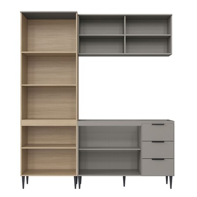 Cozinha Compacta Lavínia 8 Portas 3 Gavetas com Vidro Imperial/Fume - Jcarvalho