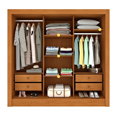 Guarda-Roupa Casal Paraty 3 Portas 4 Gavetas com Espelho Ripado Flex Cinamomo/Off White - Tcil Móveis