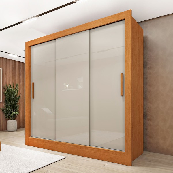 Guarda-Roupa Casal Vitória 3 Portas 4 Gavetas Flex Cinamomo/Off White 33375 - Tcil Móveis