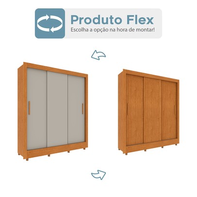 Guarda-Roupa Casal Vitória 3 Portas 4 Gavetas Flex Cinamomo/Off White - Tcil Móveis