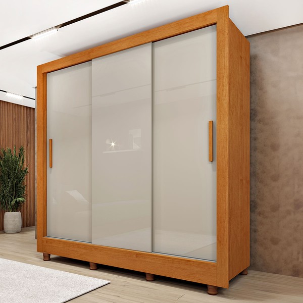 Guarda-Roupa Casal Vitória 3 Portas 4 Gavetas Flex Cinamomo/Off White - Tcil Móveis