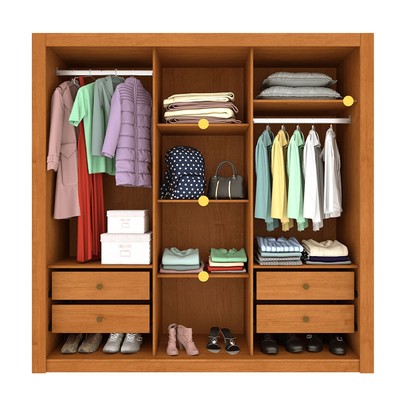 Guarda-Roupa Casal Vitória 3 Portas 4 Gavetas Flex Cinamomo/Off White - Tcil Móveis