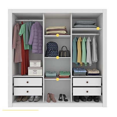 Guarda-Roupa Casal Vitória 3 Portas 4 Gavetas com Espelho Neve 33376 - Tcil Móveis
