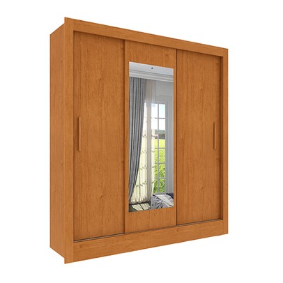 Guarda-Roupa Casal Vitória 3 Portas 4 Gavetas com Espelho Flex Cinamomo/Off White 33376 - Tcil Móveis