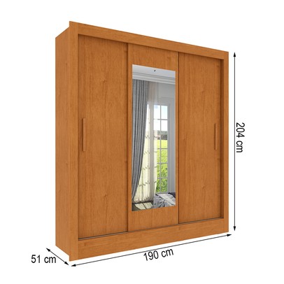 Guarda-Roupa Casal Vitória 3 Portas 4 Gavetas com Espelho Flex Cinamomo/Off White 33376 - Tcil Móveis