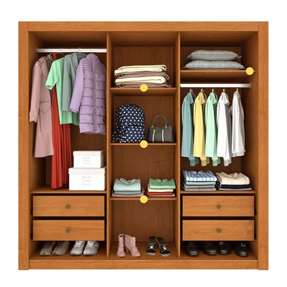 Guarda-Roupa Casal Vitória 3 Portas 4 Gavetas com Espelho Flex Cinamomo/Off White 33376 - Tcil Móveis