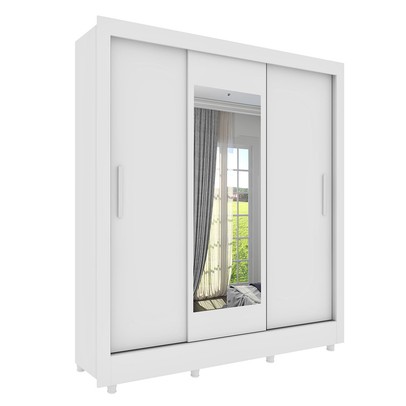 Guarda-Roupa Casal Vitória 3 Portas 4 Gavetas com Espelho Neve - Tcil Móveis