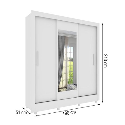 Guarda-Roupa Casal Vitória 3 Portas 4 Gavetas com Espelho Neve - Tcil Móveis