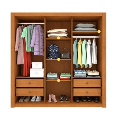 Guarda-Roupa Casal Vitória 3 Portas 4 Gavetas com Espelho Flex Cinamomo/Off White - Tcil Móveis