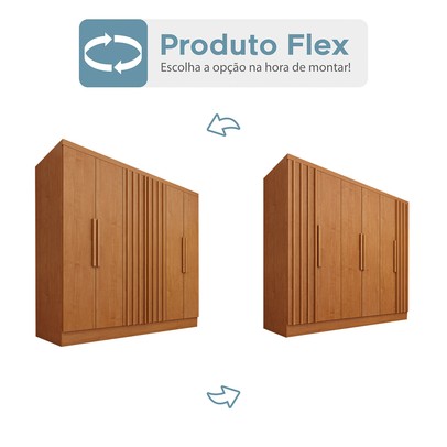 Guarda-Roupa Casal Itaperuna 6 Portas 4 Gavetas Ripado Flex Cinamomo - Tcil Móveis
