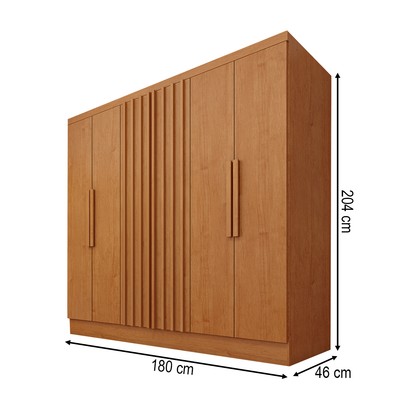Guarda-Roupa Casal Itaperuna 6 Portas 4 Gavetas Ripado Flex Cinamomo - Tcil Móveis