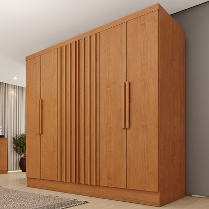 Guarda-Roupa Casal Itaperuna 6 Portas 4 Gavetas Ripado Flex Cinamomo - Tcil Móveis