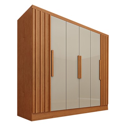 Guarda-Roupa Casal Itaperuna 6 Portas 4 Gavetas Ripado Flex Cinamomo/Off White - Tcil Móveis