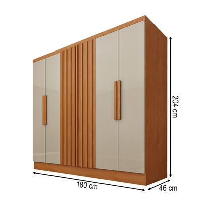 Guarda-Roupa Casal Itaperuna 6 Portas 4 Gavetas Ripado Flex Cinamomo/Off White - Tcil Móveis