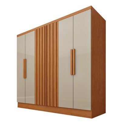 Guarda-Roupa Casal Itaperuna 6 Portas 4 Gavetas Ripado Flex Cinamomo/Off White - Tcil Móveis