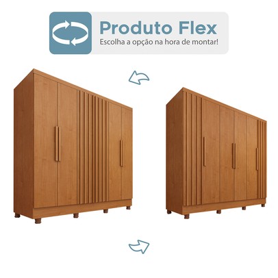 Guarda-Roupa Casal Itaperuna 6 Portas 4 Gavetas Ripado Flex Cinamomo 33235 - Tcil Móveis