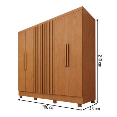 Guarda-Roupa Casal Itaperuna 6 Portas 4 Gavetas Ripado Flex Cinamomo 33235 - Tcil Móveis