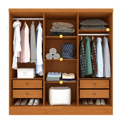 Guarda-Roupa Casal Itaperuna 6 Portas 4 Gavetas Ripado Flex Cinamomo 33235 - Tcil Móveis