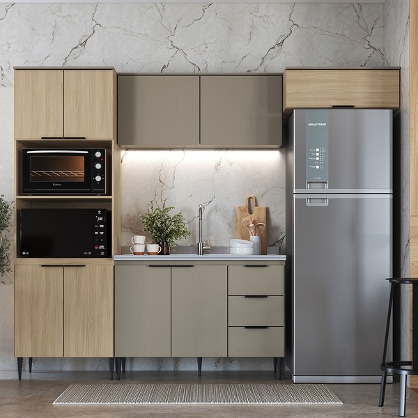 Cozinha Completa Lavínia 9 Portas 3 Gavetas Imperial/Fume - Jcarvalho