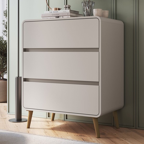 Cômoda Infantil Curve 3 Gavetas Bege Dunas - Completa Móveis