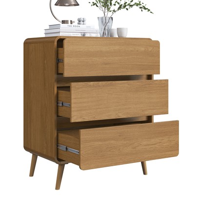 Cômoda Infantil Curve 3 Gavetas Carvalho Xingu - Completa Móveis