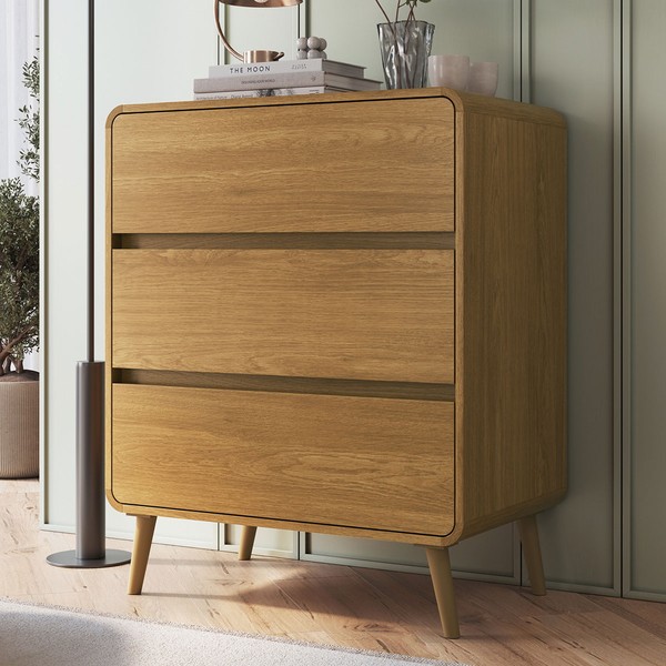 Cômoda Infantil Curve 3 Gavetas Carvalho Xingu - Completa Móveis