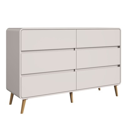 Cômda Infantil Curve 6 Gavetas Bege Dunas - Completa Móveis