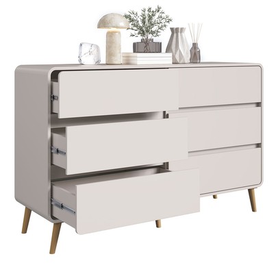 Cômda Infantil Curve 6 Gavetas Bege Dunas - Completa Móveis