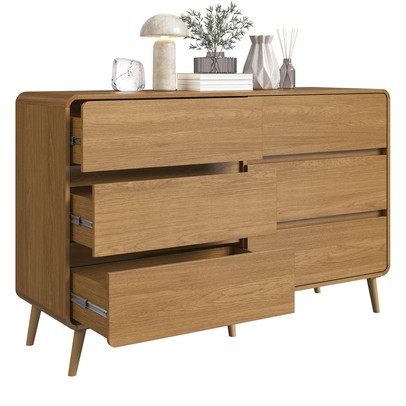 Cômda Infantil Curve 6 Gavetas Carvalho Xingu - Completa Móveis