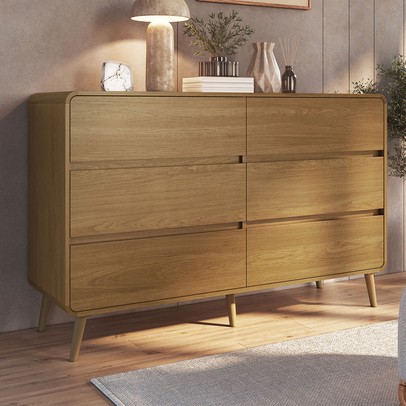 Cômda Infantil Curve 6 Gavetas Carvalho Xingu - Completa Móveis