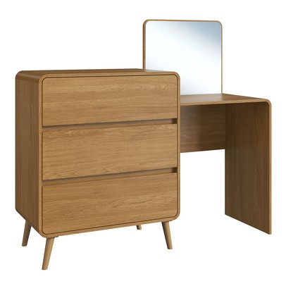 Cômoda Infantil Curve 3 Gavetas com Espelho Carvalho Xingu - Completa Móveis