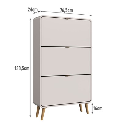 Sapateira Curve 3 Portas Bege Dunas - Completa Móveis