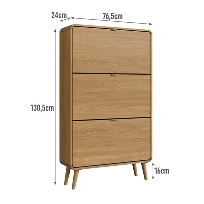 Sapateira Curve 3 Portas Carvalho Xingu - Completa Móveis