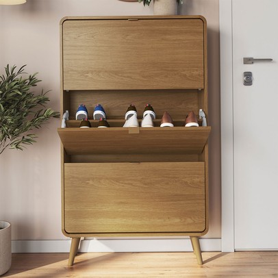 Sapateira Curve 3 Portas Carvalho Xingu - Completa Móveis