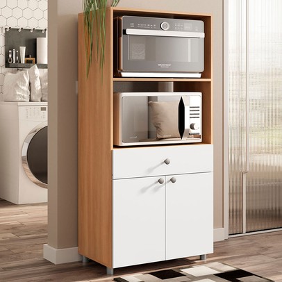 Armário de Cozinha âmbar 2 Portas 1 Gaveta Freijó/Branco - Telasul