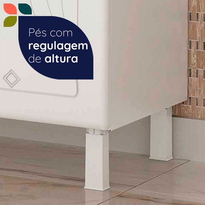 Balcão de Cozinha para Pia em Aço Star New 5 Portas 2 Gavetas Branco - Telasul