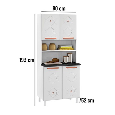 Paneleiro em Aço Mirage 4 Portas 3 Prateleiras Branco - Telasul